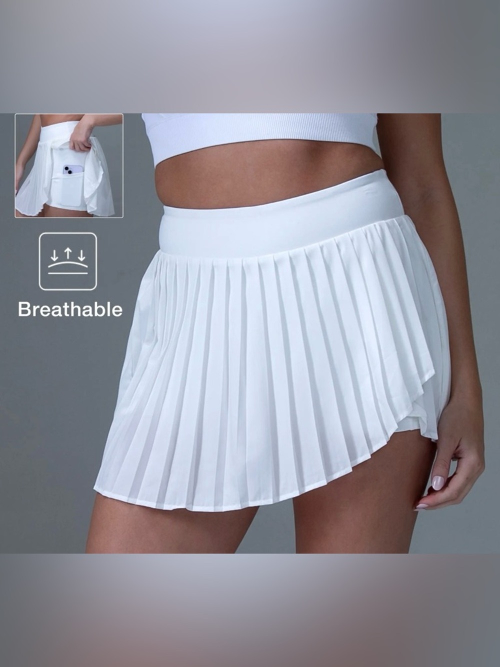 3/$30 SALE Ivory White Pleated Mini Skirt Tennis Yoga Skort